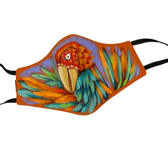 Handpainted mask from Peru multicolor parrot one size - Picture 1 of 3